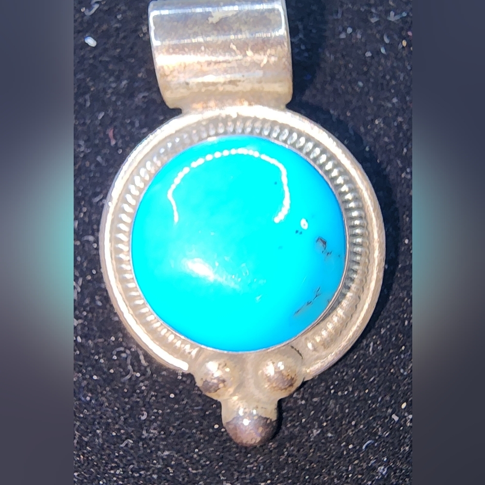 Sterling Silver & Turquiose Pendant, Signed